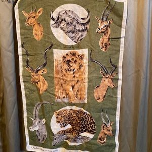 Irish linen towel wild life safari animals